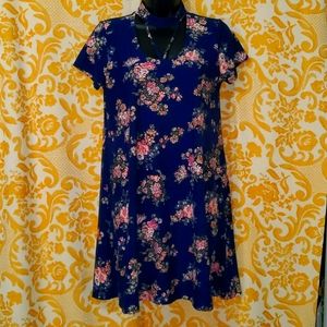 Blue Floral Dress Size Medium by Pink Rose